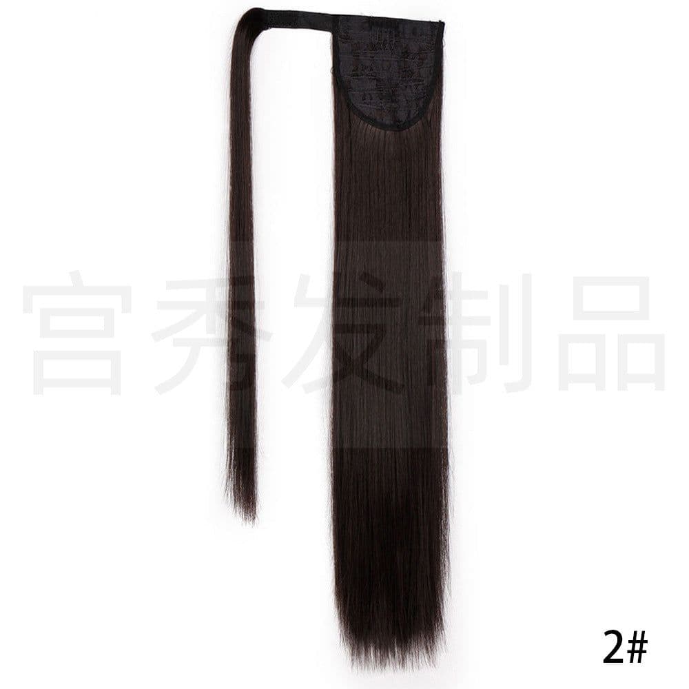 image-European and American wig ponytail straight hair extension Velcro chemical fiber ponytail female wig ponytail hair