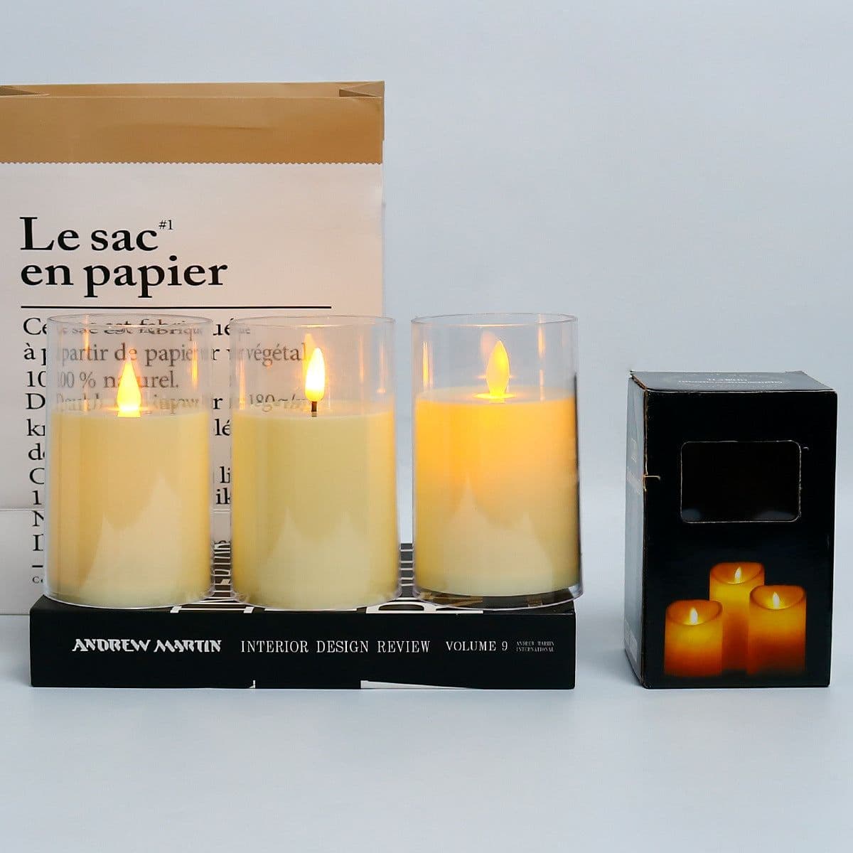 image-Zhu Sheng LED Candle - White Cylindrical Christmas LED Candle Set of 3