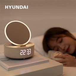 image-Multifunctional Wireless Cosmetic Mirror with Bluetooth Speaker & Alarm Clock