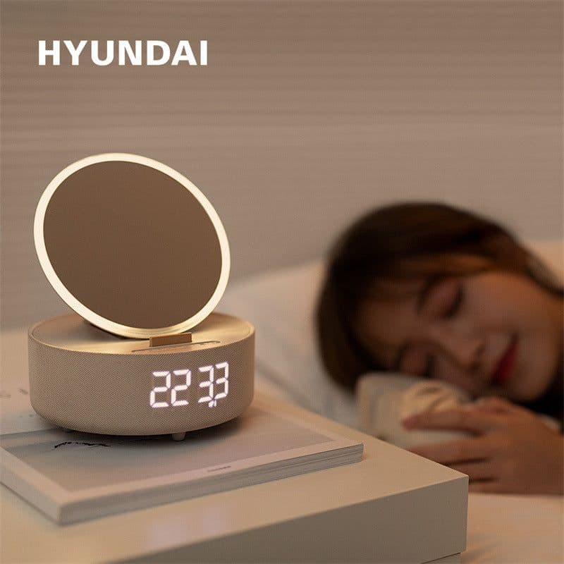 image-Multifunctional Wireless Cosmetic Mirror with Bluetooth Speaker & Alarm Clock