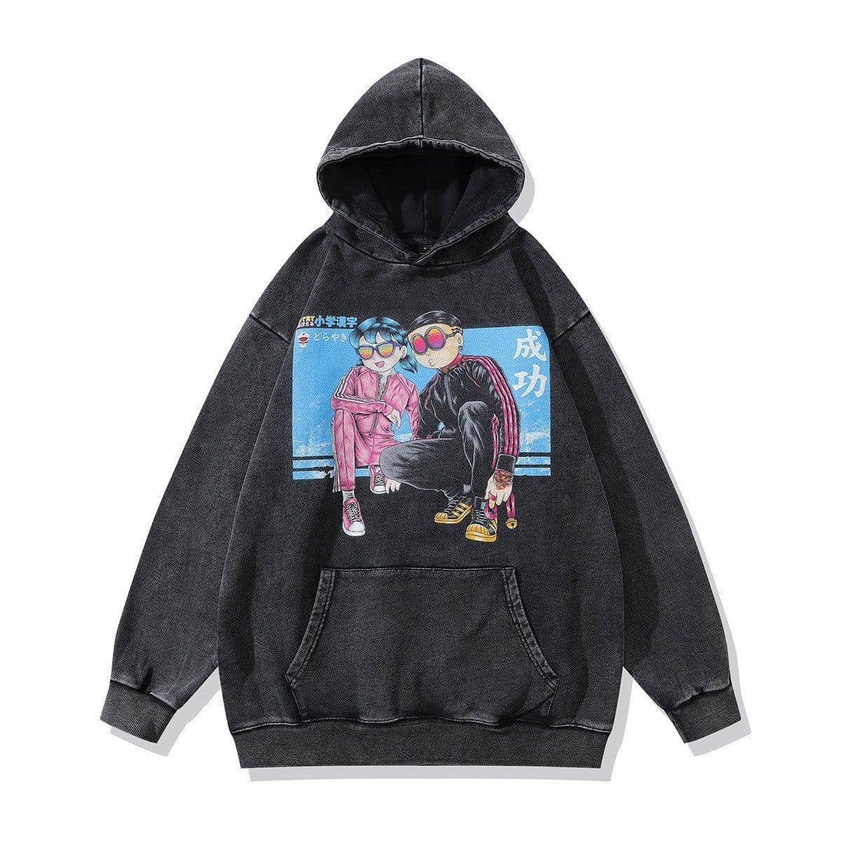 image-Cotton Fleece Hoodie - Kangaroo Pocket Loose Fit XXL