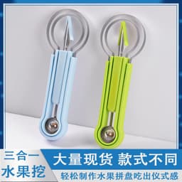 image-Three In One Stainless Steel Fruit Digger Set, 3-Piece Carving Spoon And Scoop