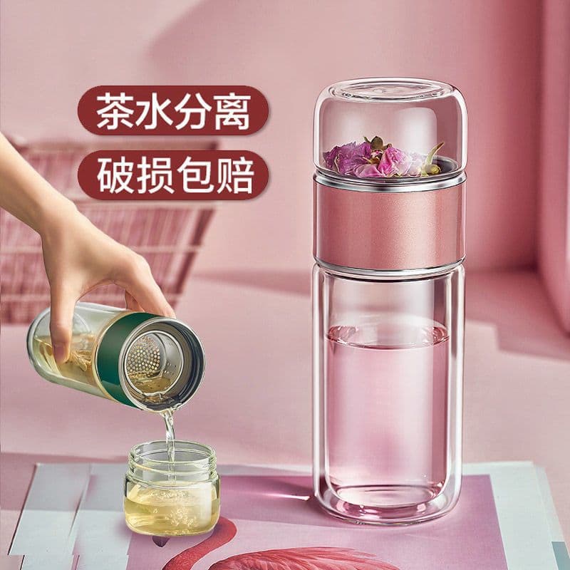image-Ready-Made Double-Layer Tea Cup - Glass Insulated