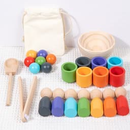 image-Wooden Bead Matching Game for Kids, 3-6 Years Color Recognition Toy