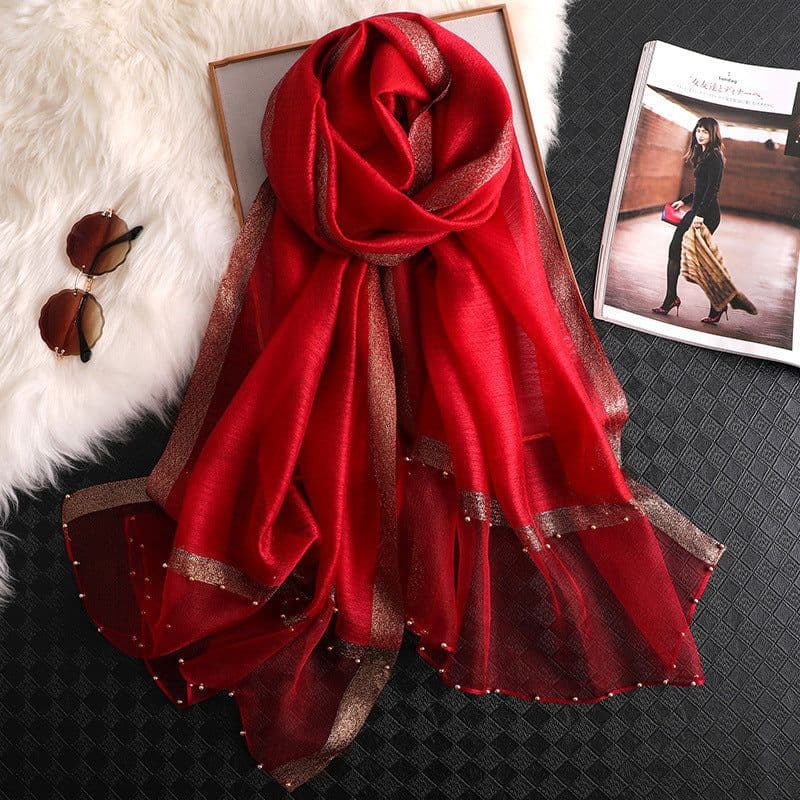 image-Beach Sunscreen Beading Scarf - Women 65*185cm, Thin Wool Blend Shawl (65 characters)