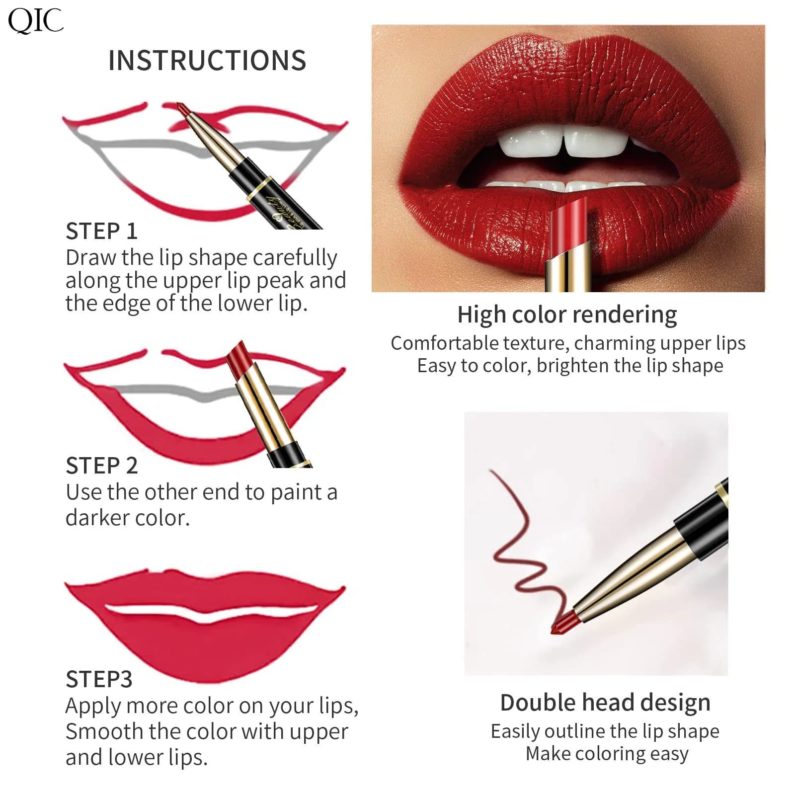 image-QIC Double-Headed Lipstick Liner 2-in-1 - Coral