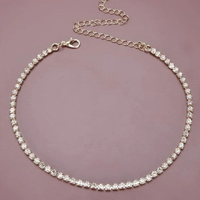 image-Rhinestone Clavicle Necklace - Gold Light Luxury
