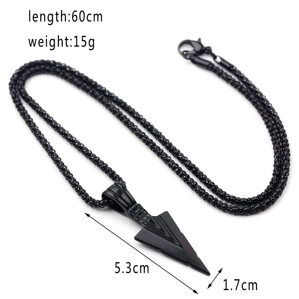 image-Cross-border European and American personality triangle spearhead men's necklace retro arrow necklace pendant jewelry accessories