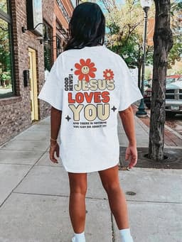 image-Women's Printed T-Shirt - White XXL Cotton Loose
