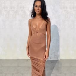 image-2023 Lace-Up Tassel Bikini Cover-Up Beach Dress