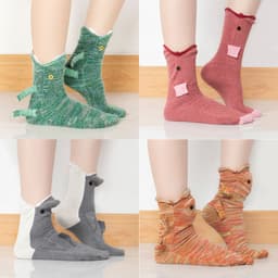 image-Christmas Knit Crocodile Socks For Kids Warm Floor Socks Shark Pattern