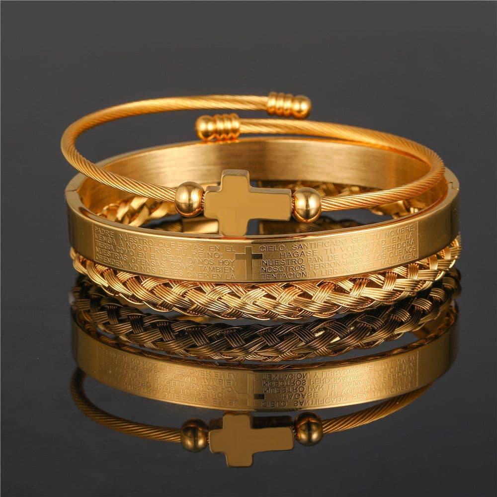 image-Stainless Steel Geometric Bracelet Men - Retro