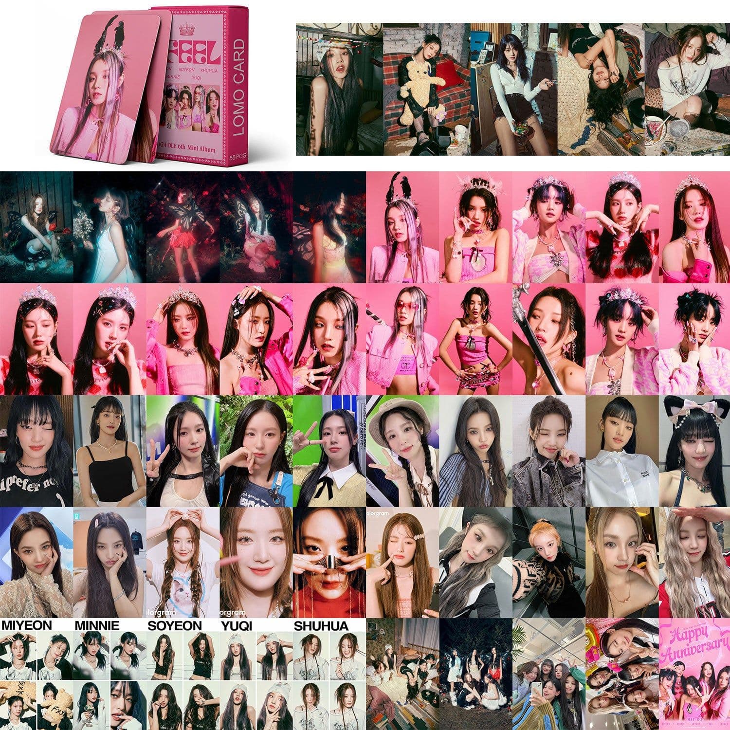 image-(G)I-DLE 55 Photo Cards LOMO Set - Yuqi Shuhua Miyeon