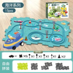 image-Children's Puzzle Track Car Electric DIY Toy