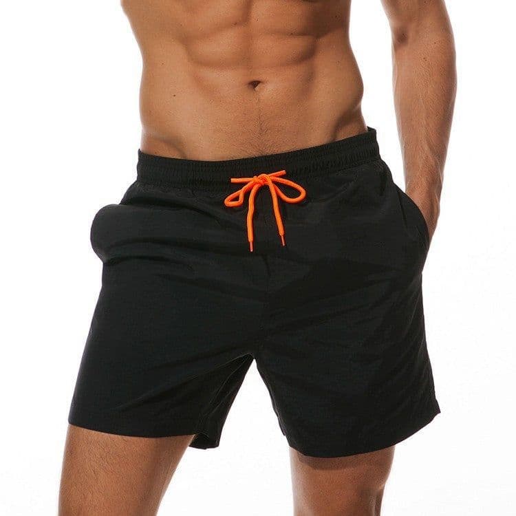 image-Cross-border new summer sports and leisure solid color men's quarter shorts breathable lotus leaf mesh men's beach pants