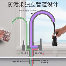 image-Bathing Water Spring Copper Kitchen Faucet - Black, 3-in-1 Rotating Telescopic Purifier
