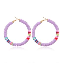 image-Cross-border European and American ins style simple bohemian C-shaped earrings female handmade colorful soft pottery personality earrings female