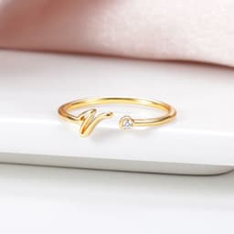 image-Cross-border simple letter ring English letter ring women's opening adjustable ring name ring spot