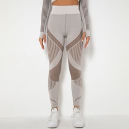 image-Spot goods! European and American cross-border seamless knitted sexy striped moisture-wicking yoga pants sports running fitness pants women