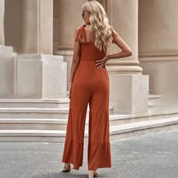 image-Shi Ying Tie Knot Wide Leg Jumpsuit Sleeveless Apricot