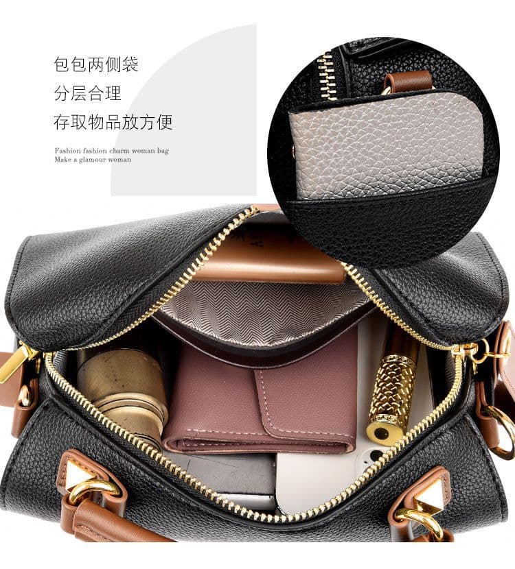 image-Boston Shoulder Bag - Black PU Casual