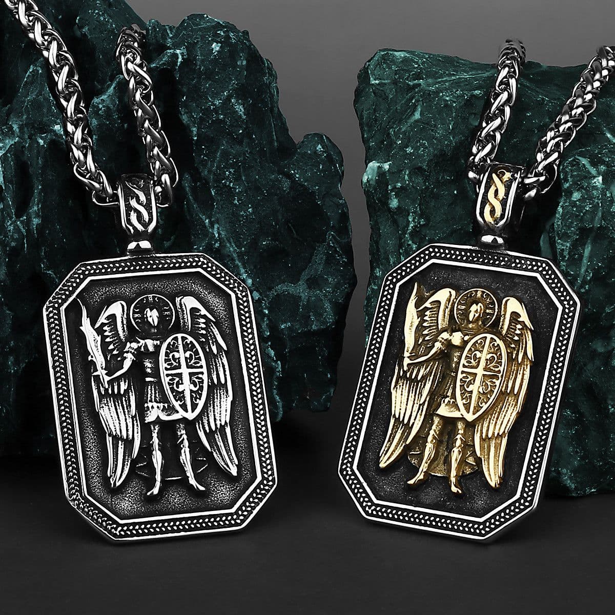 image-Gold Angel Sword Titanium Steel Pendant Necklace