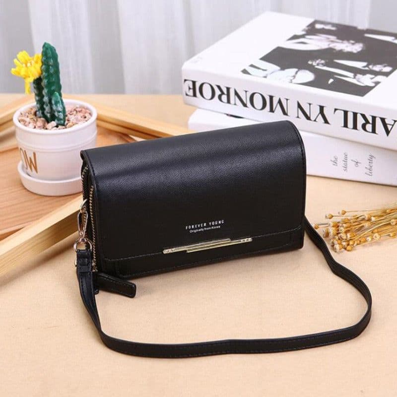 image-Korean Large Capacity PU Shoulder Bag - Claret Sequins Mid-length