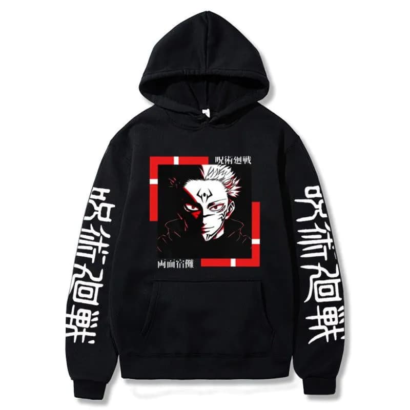 image-Jujutsu Kaisen Hoodie - Black Anime Polyester