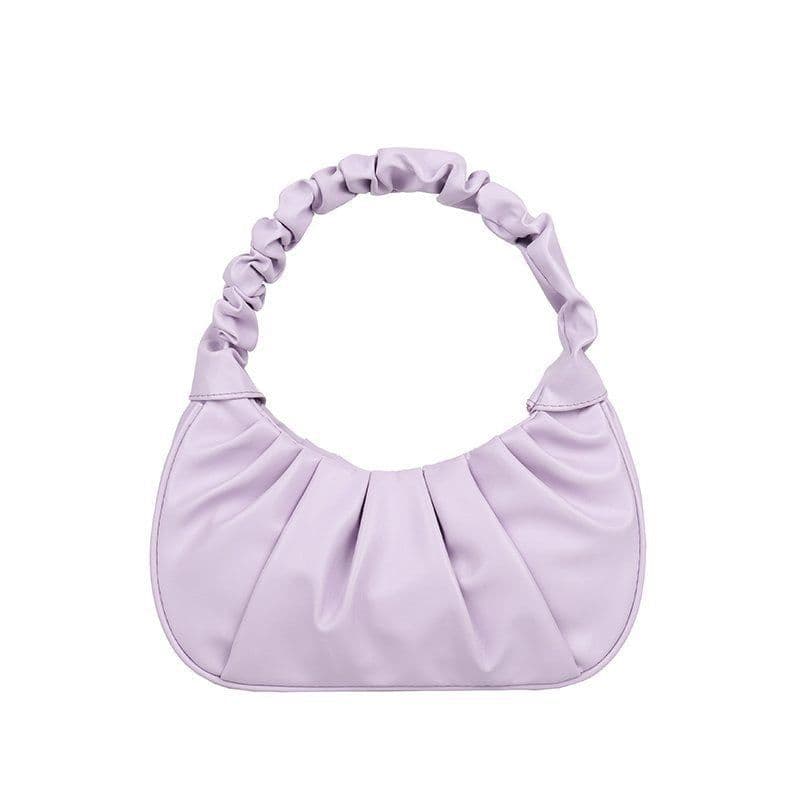 image-Korean Version Women's PU Cloud Pleated Bag - Gold Solid Color