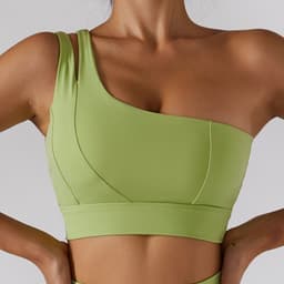 image-Zechuang Sports Bra - Nude One-Shoulder Yoga