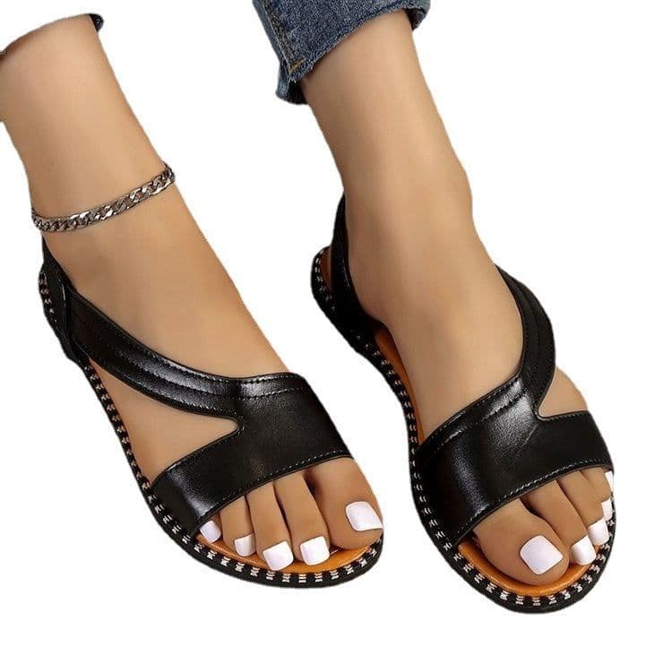 image-Roman Sandals 43 - Large Size Fish Mouth Sandals, PU, White, Spring 2023