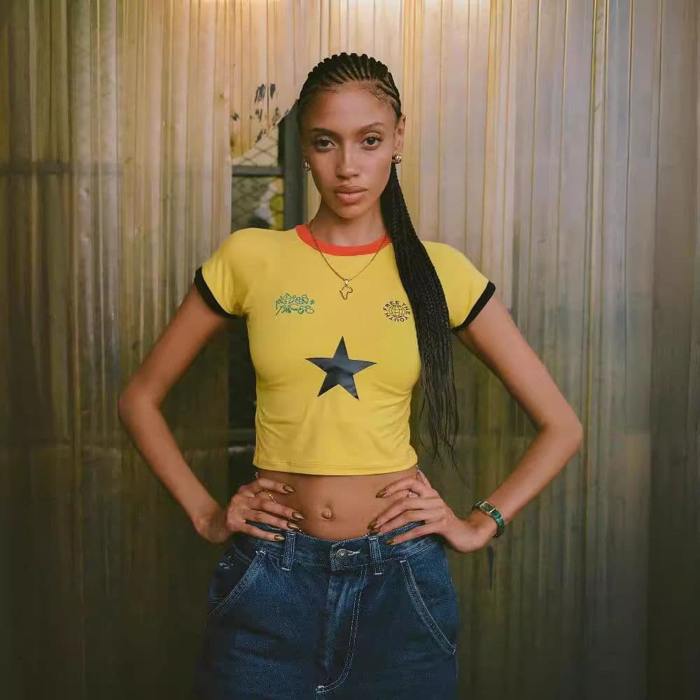 image-**Y2K Star Letter Women's T-Shirt - Crop Top**