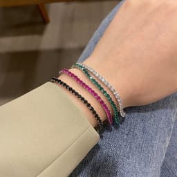 image-Sterling Silver 925 S925 Tennis Chain Bracelet - Geometry Zircon Fashion Jewelry for Women