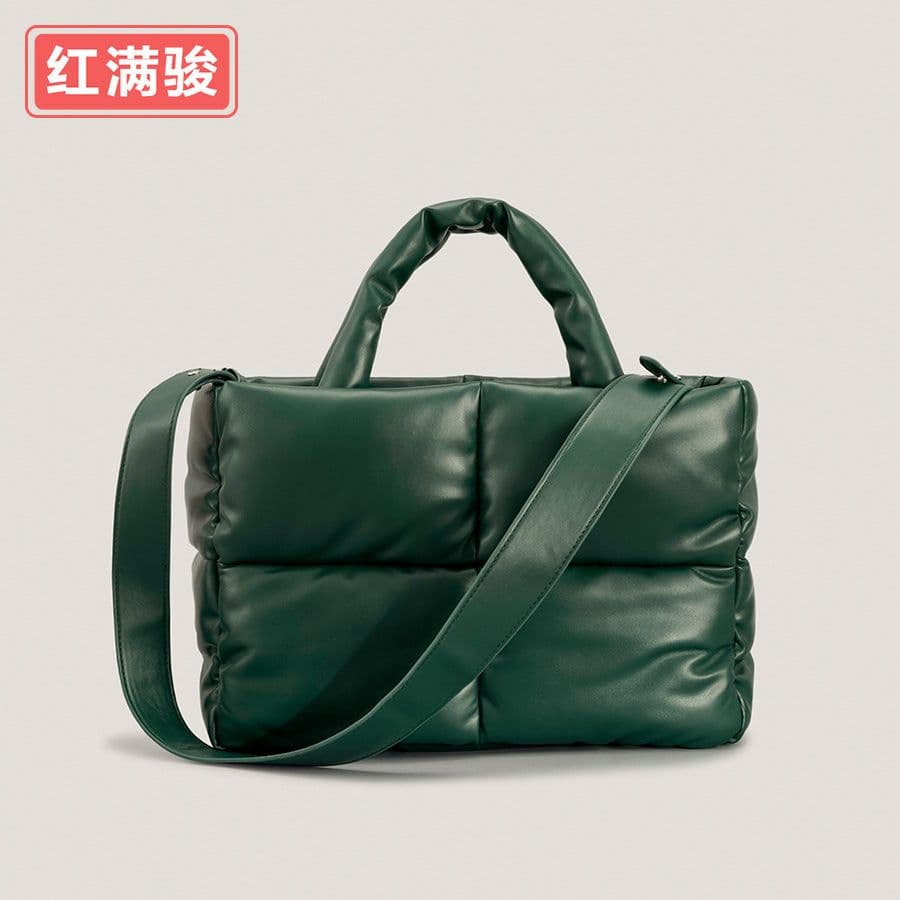image-Women's Soft PU Tote Bag - Off White Square