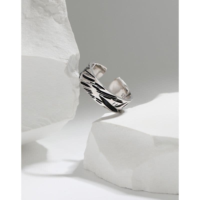 image-S925 Sterling Silver Open Ring - Black