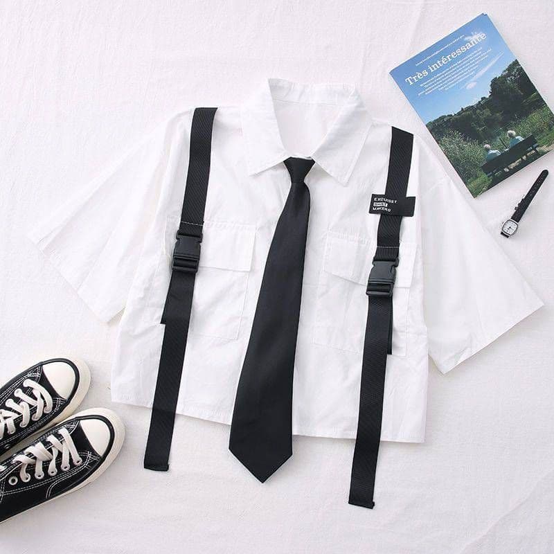 image-Korean Style Female Student Summer Suit - Black XL Urban Commuting Two-Piece Set