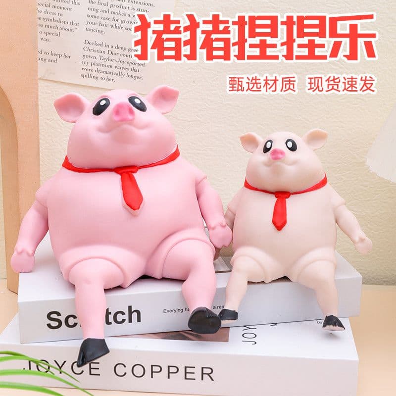 image-Creative decompression toy to decompress and vent red scarf inspirational pig decoration office net red simulation pig pinch music
