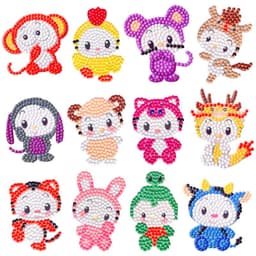 image-Douyin Rabbit Year Puzzle Sticker - DIY Crystal Diamond Fridge Decal - Cartoon Style