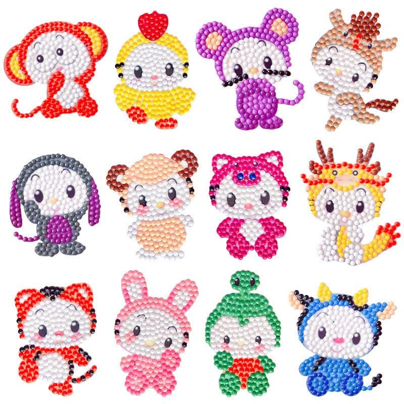 image-Douyin Rabbit Year Puzzle Sticker - DIY Crystal Diamond Fridge Decal - Cartoon Style