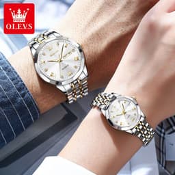 image-OLEVS Couple Watches Stainless Steel Quartz 30M