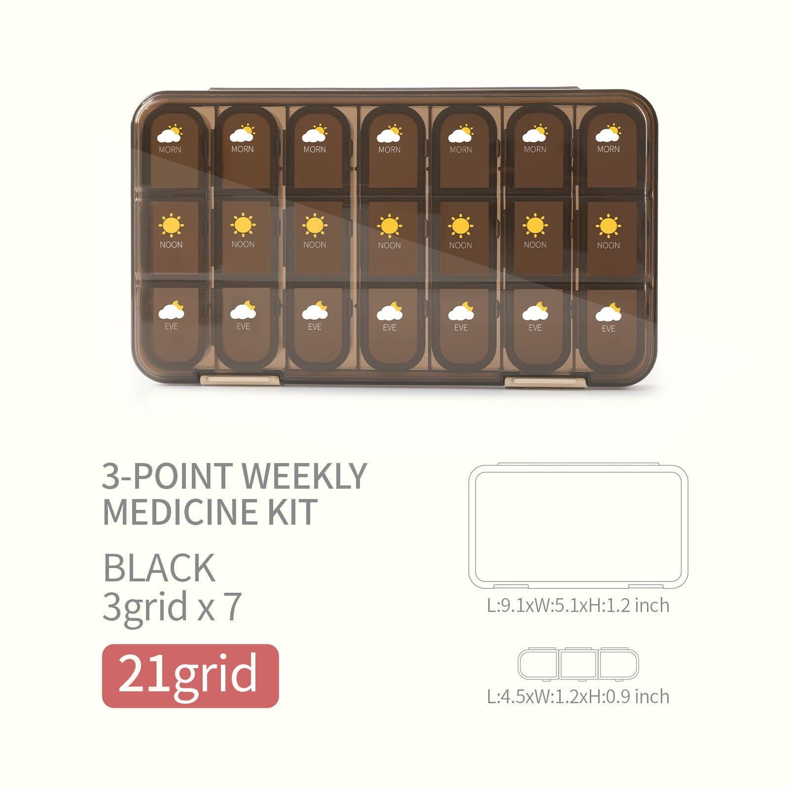 image-Manga Pill Box 7-Day Organizer Brown