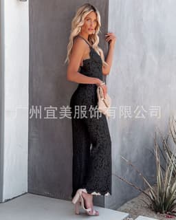 image-Lace Jumpsuit Women XXL Dark Blue Summer