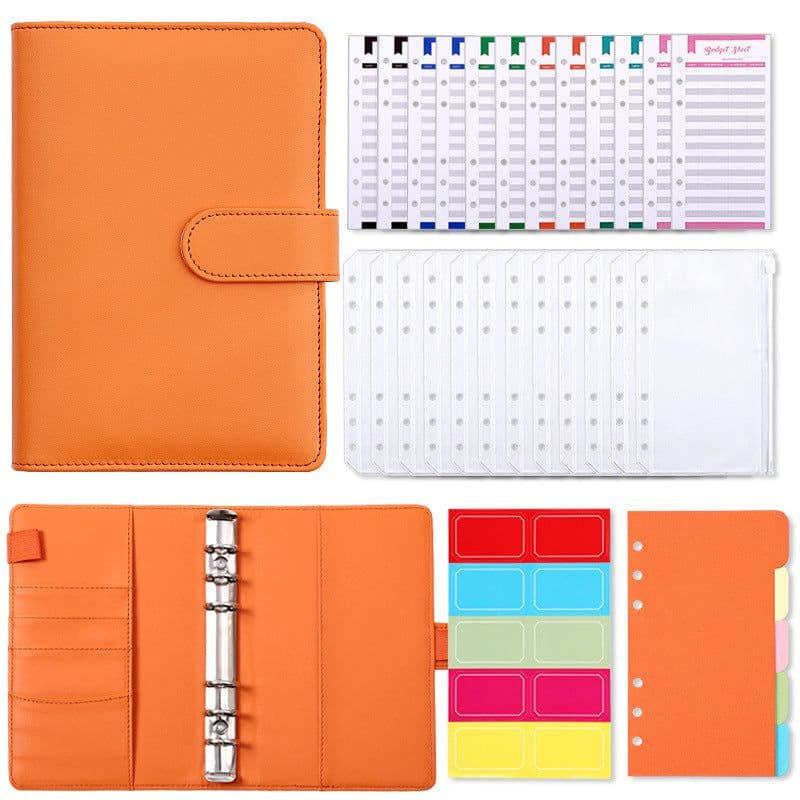 image-Macaron A6 Leather Notebook Budget Planner