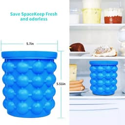 image-Large Silicone Ice Cube Maker, Blue, Round Baking Mold