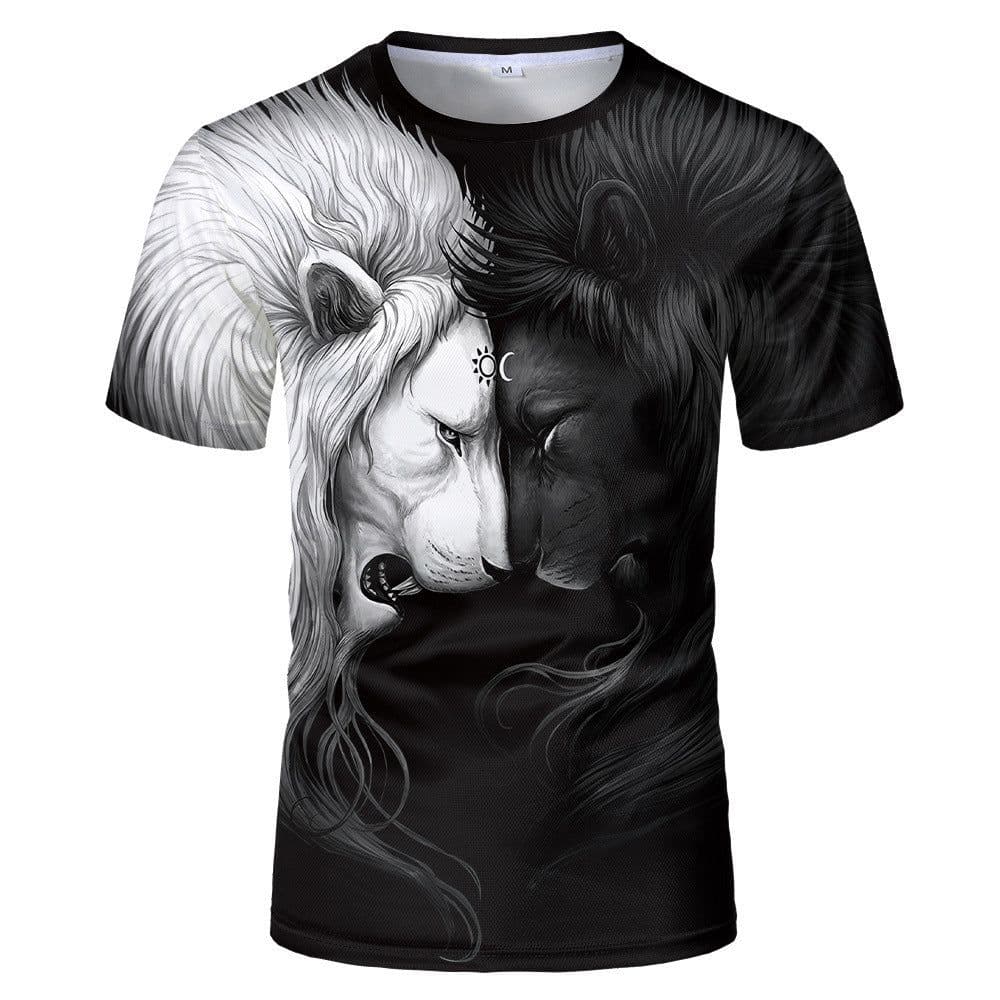 image-X Task Force Men's T-Shirt - Black Lion 3D Print 6XL