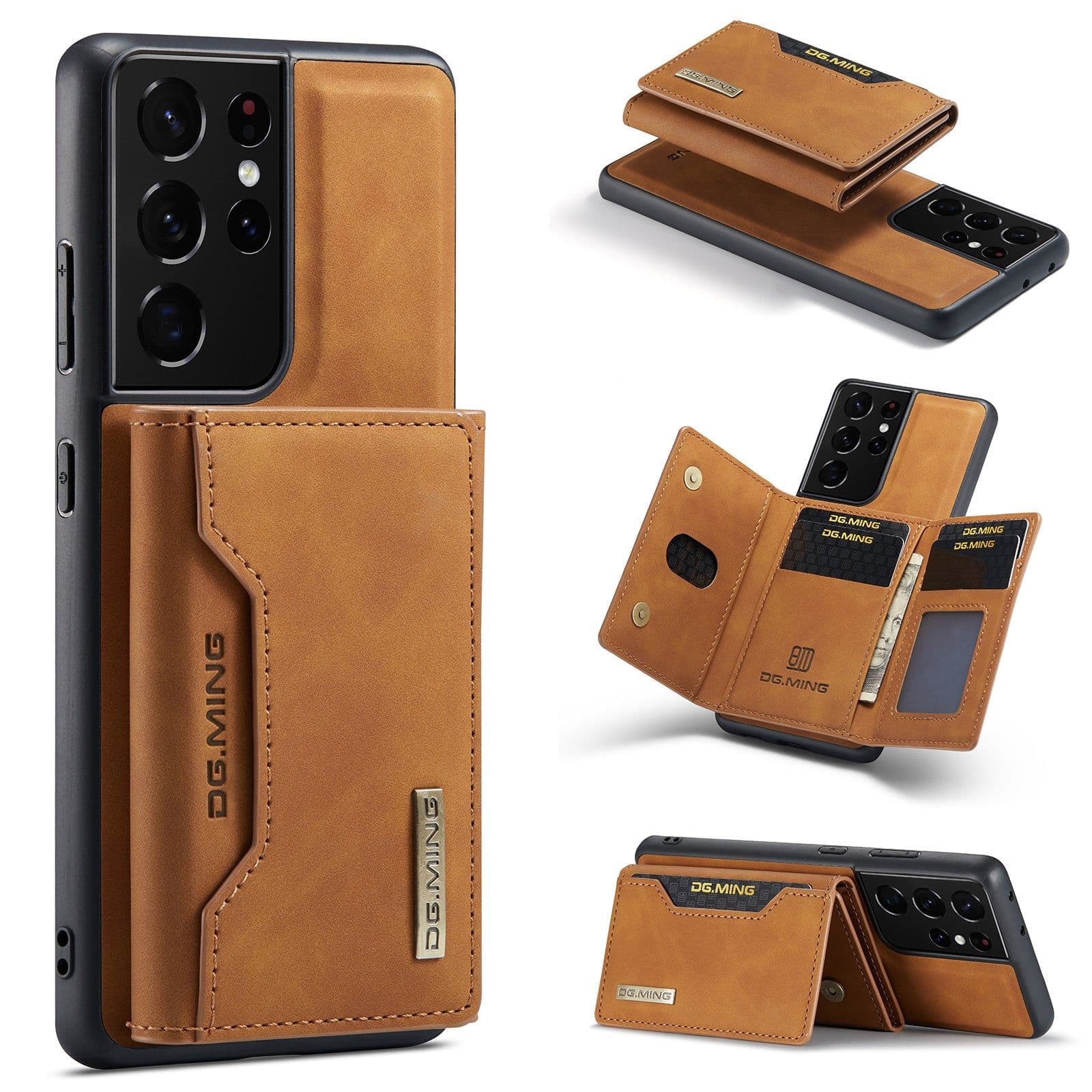 image-Factory direct M2 suitable for Samsung S21 Ultra magnetic suction card phone case S23 Ultra protective leather case