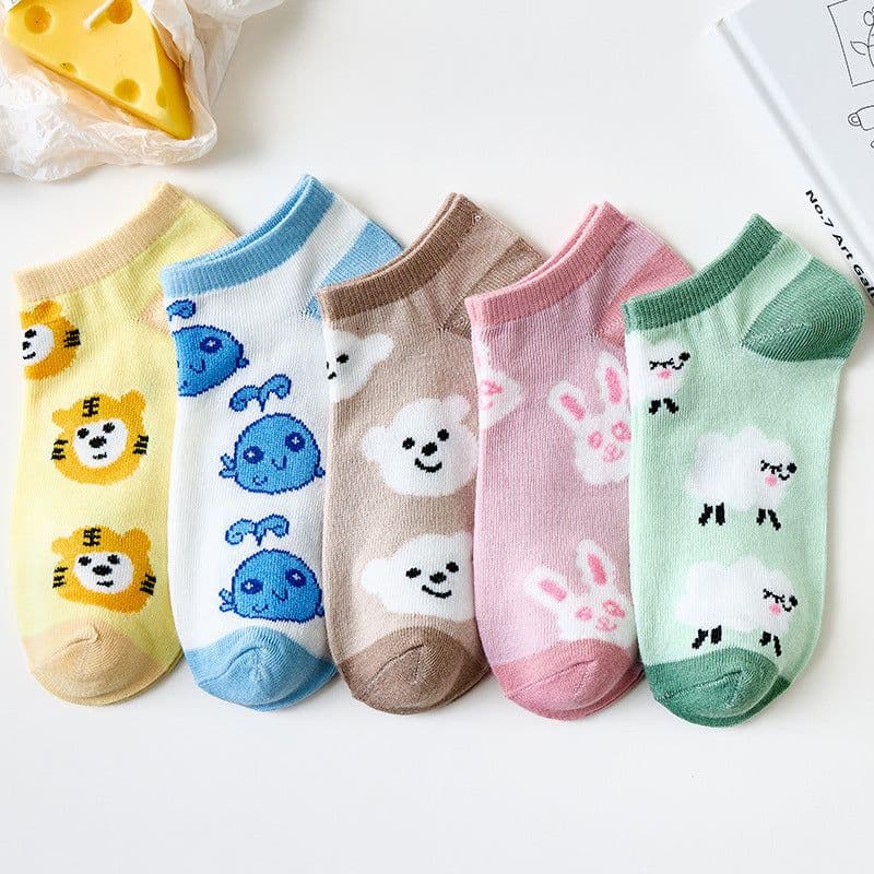 image-Socks women's socks shallow mouth spring and autumn cute Japanese cartoon brown bear summer thin invisible short boat socks women