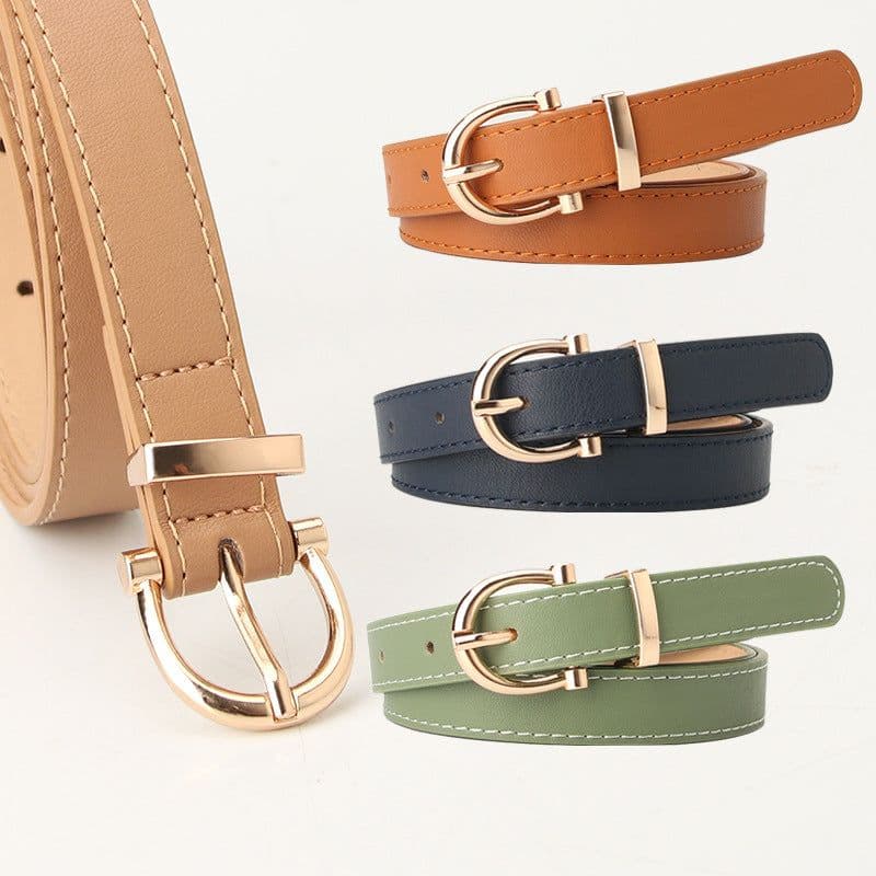 image-Korean Fashion Belt for Ladies - Imitation Leather, Alloy Buckle, Decorative Thin Jeans Belt