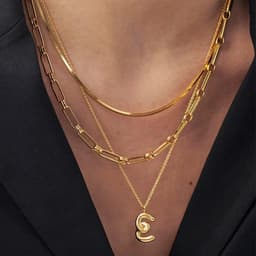 image-Brass Alphabet Necklace Unisex Initial Pendant Gold Plating