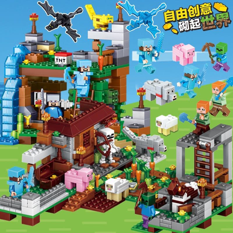 image-Lego-Compatible Minecraft Building Blocks Set - Cave & Tree House